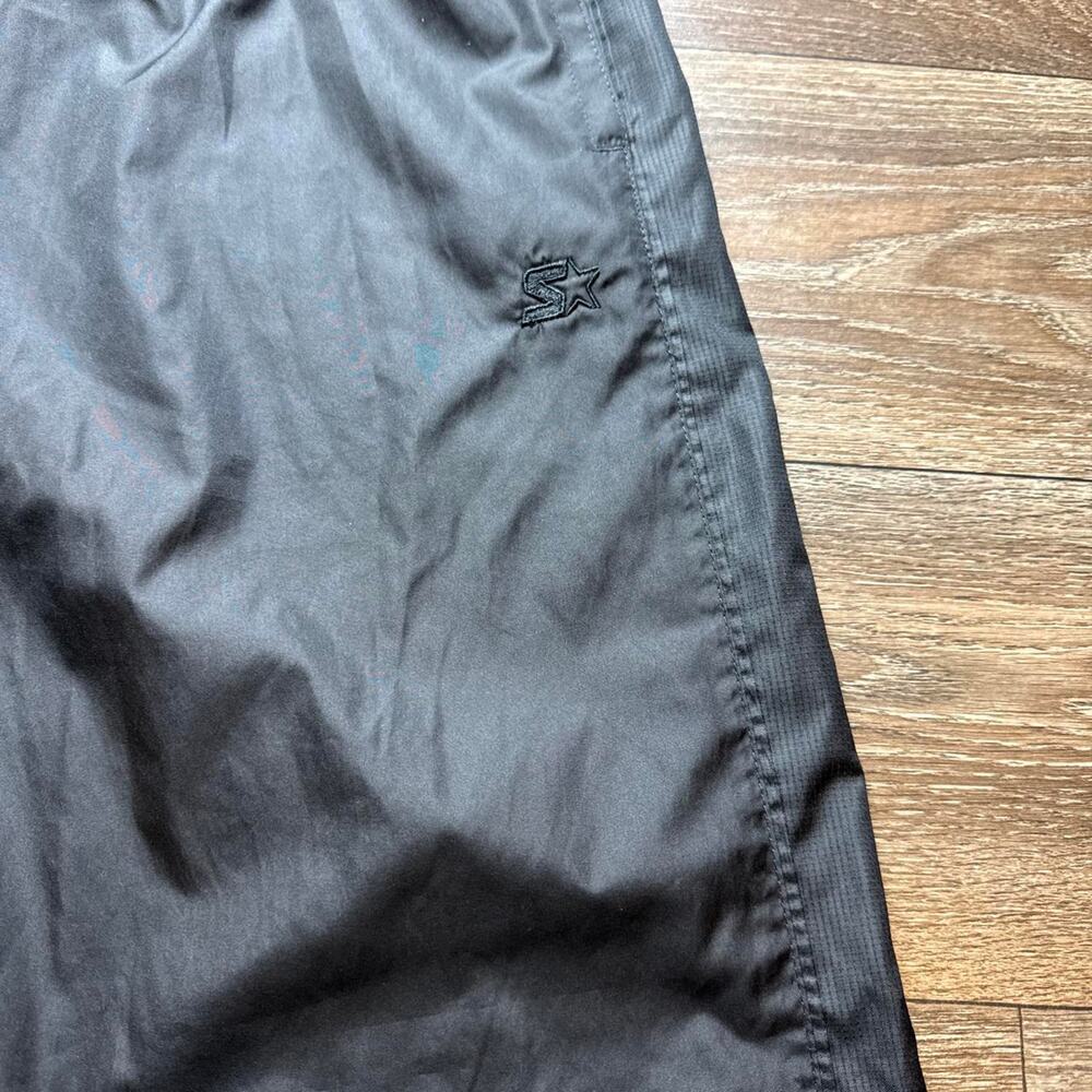 Black Y2K Starter Track Pants with Elastic Waistband & Drawstring - Picture 2 of 4